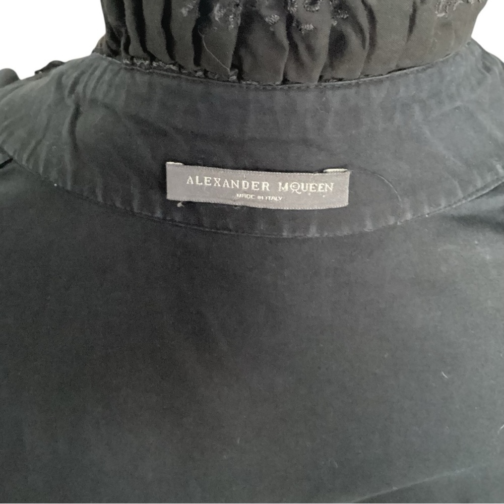 Alexander McQueen Vintage 2007 Black High-Collar Lace Accent Blouse - Picture 9 of 12